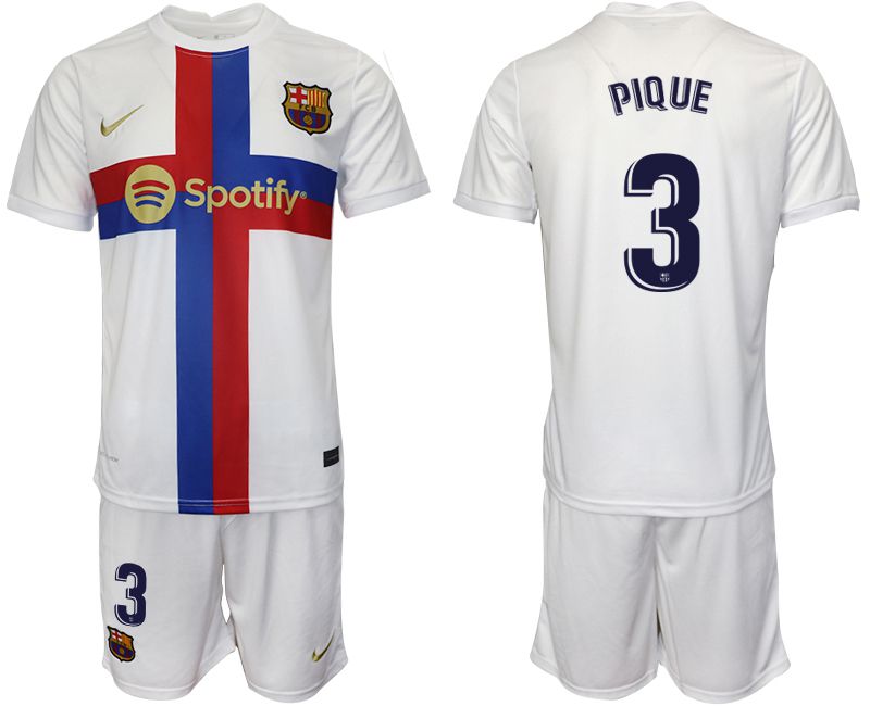 Men 2022-2023 Club Barcelona white away #3 Soccer Jersey->barcelona jersey->Soccer Club Jersey